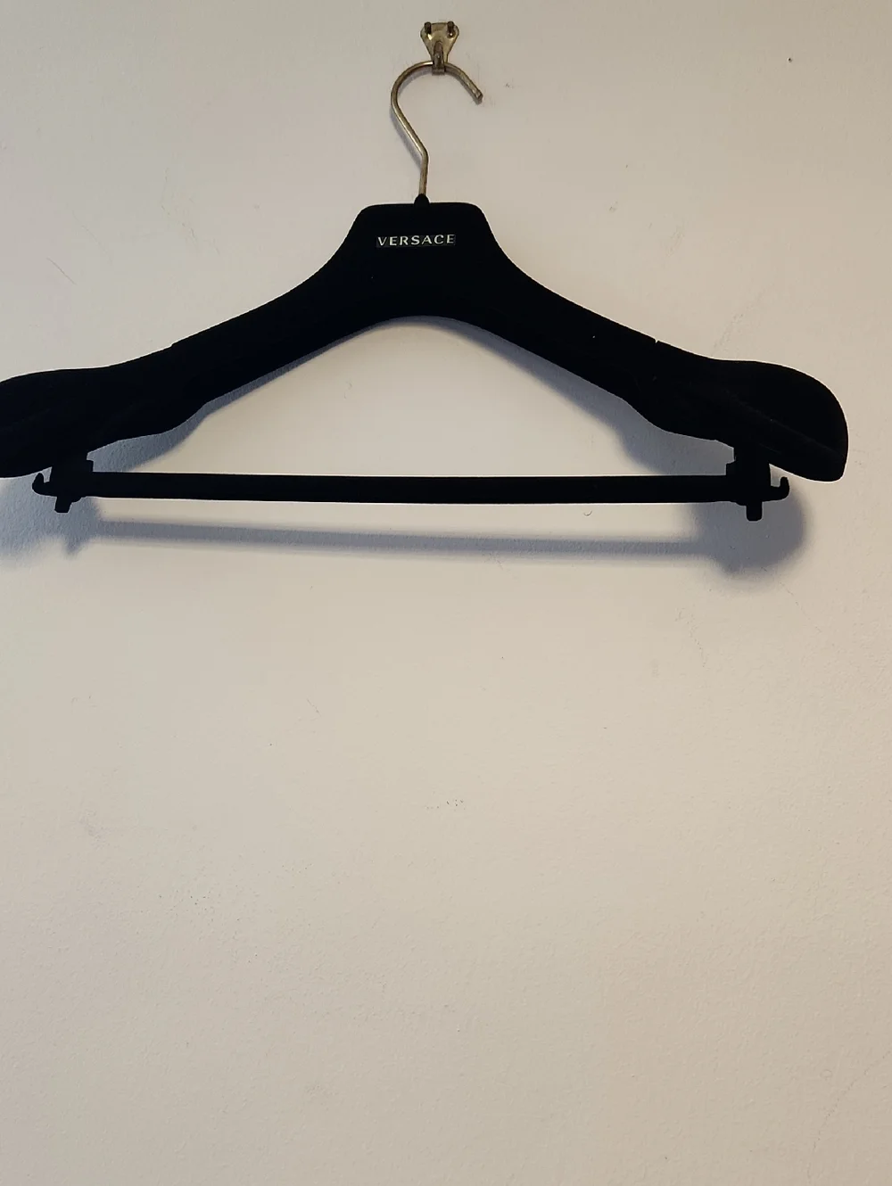 Versace Black Velvet Padded Hanger with Trousers Bar